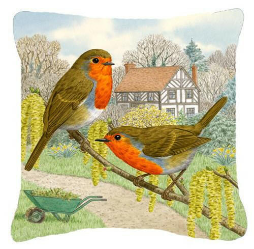 European Robin by Sarah Adams Canvas Decorative Pillow ASAD0684PW1414 - the-store.com