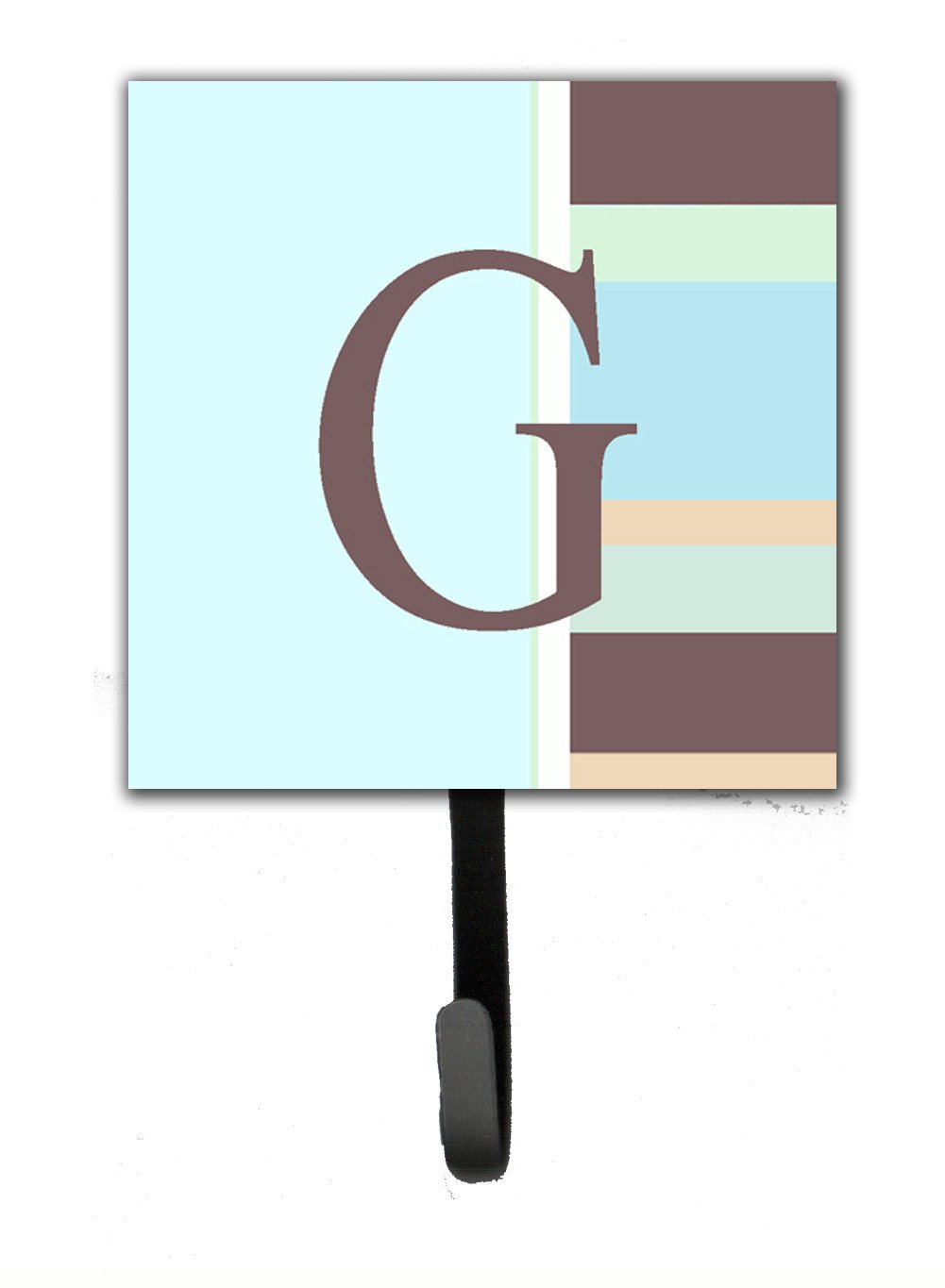 Letter G Initial Monogram - Blue Stripes Leash Holder or Key Hook by Caroline's Treasures