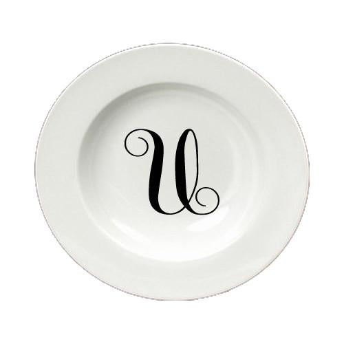 Letter U Initial Monogram Script Round Ceramic White Soup Bowl CJ1057-U-SBW-825 by Caroline's Treasures