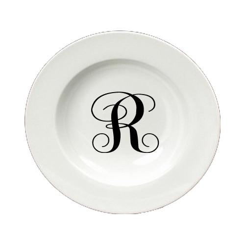 Letter R Initial Monogram Script Round Ceramic White Soup Bowl CJ1057-R-SBW-825 by Caroline's Treasures