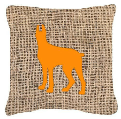 Great Dane Burlap and Orange   Canvas Fabric Decorative Pillow BB1081 - the-store.com