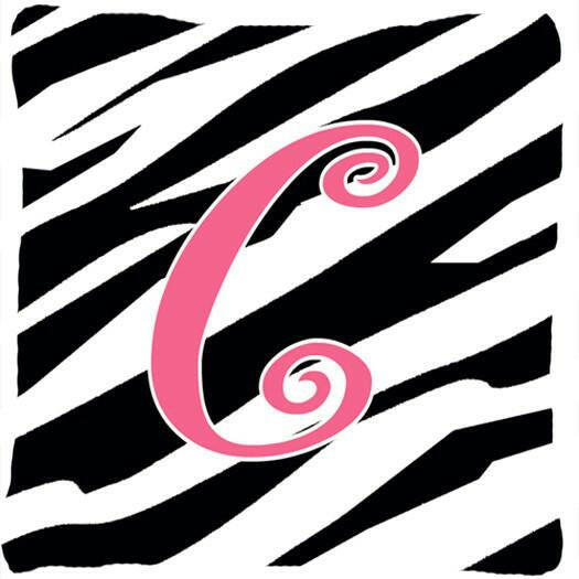 Monogram Initial C  Zebra Stripe and Pink Decorative Canvas Fabric Pillow - the-store.com