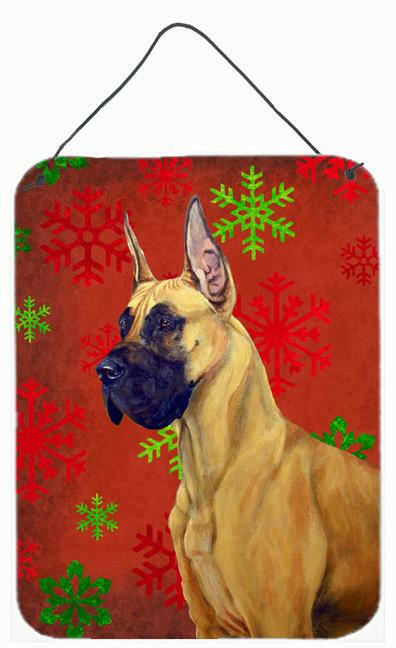 Great Dane Red and Green Snowflakes Christmas Wall or Door Hanging Prints by Caroline&#39;s Treasures