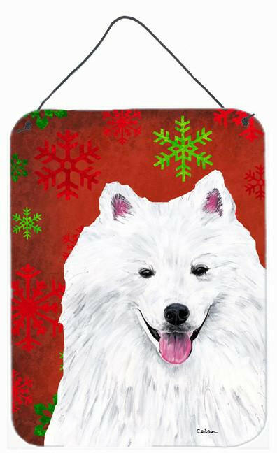 American Eskimo Red Snowflakes Holiday Christmas Metal Wall Door Hanging Prints by Caroline's Treasures