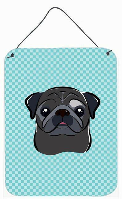 Checkerboard Blue Black Pug Wall or Door Hanging Prints BB1201DS1216 by Caroline's Treasures