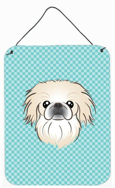 Checkerboard Blue Pekingese Wall or Door Hanging Prints BB1159DS1216 by Caroline's Treasures