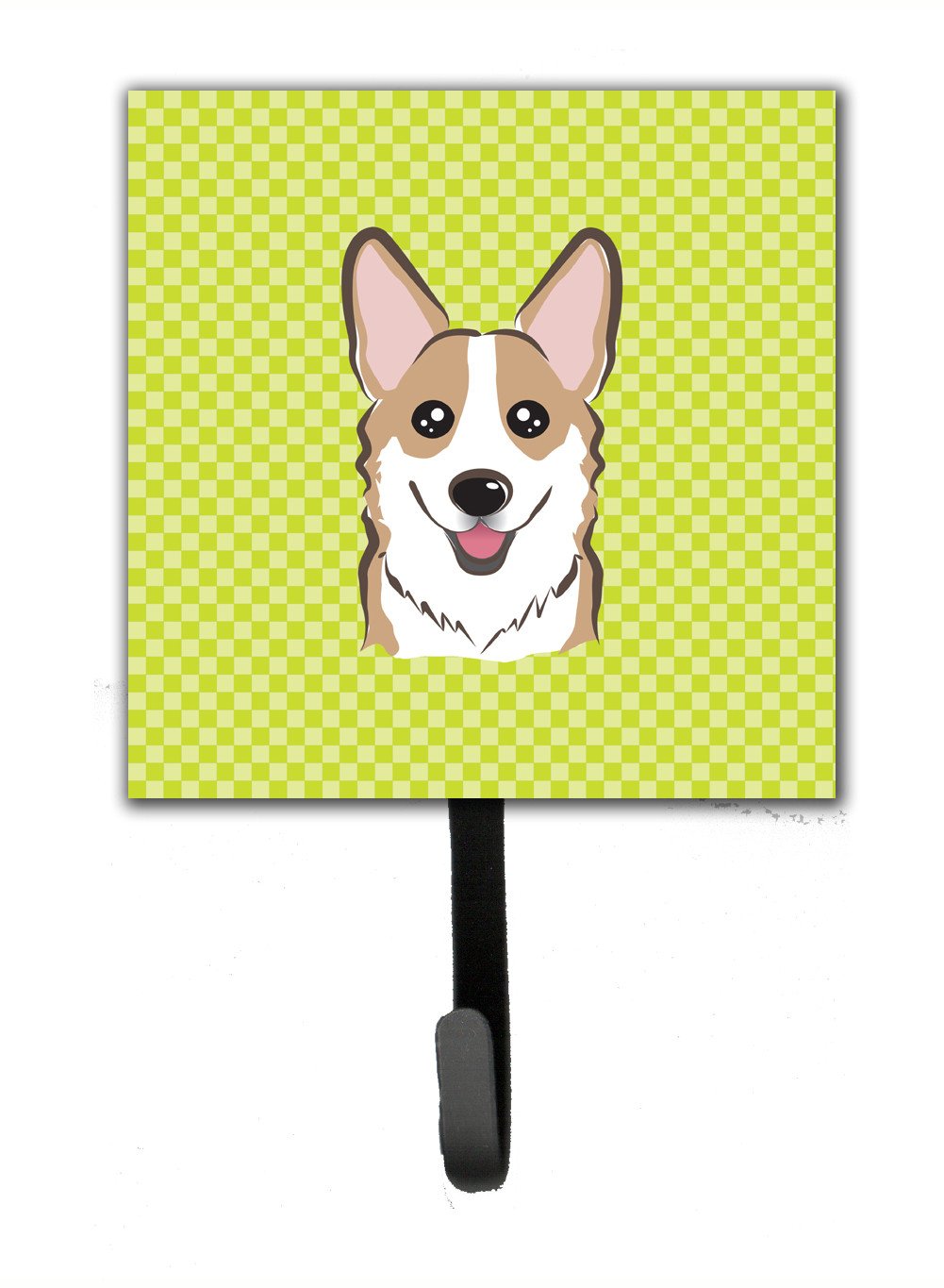 Checkerboard Lime Green Corgi Leash or Key Holder BB1315SH4 by Caroline&#39;s Treasures