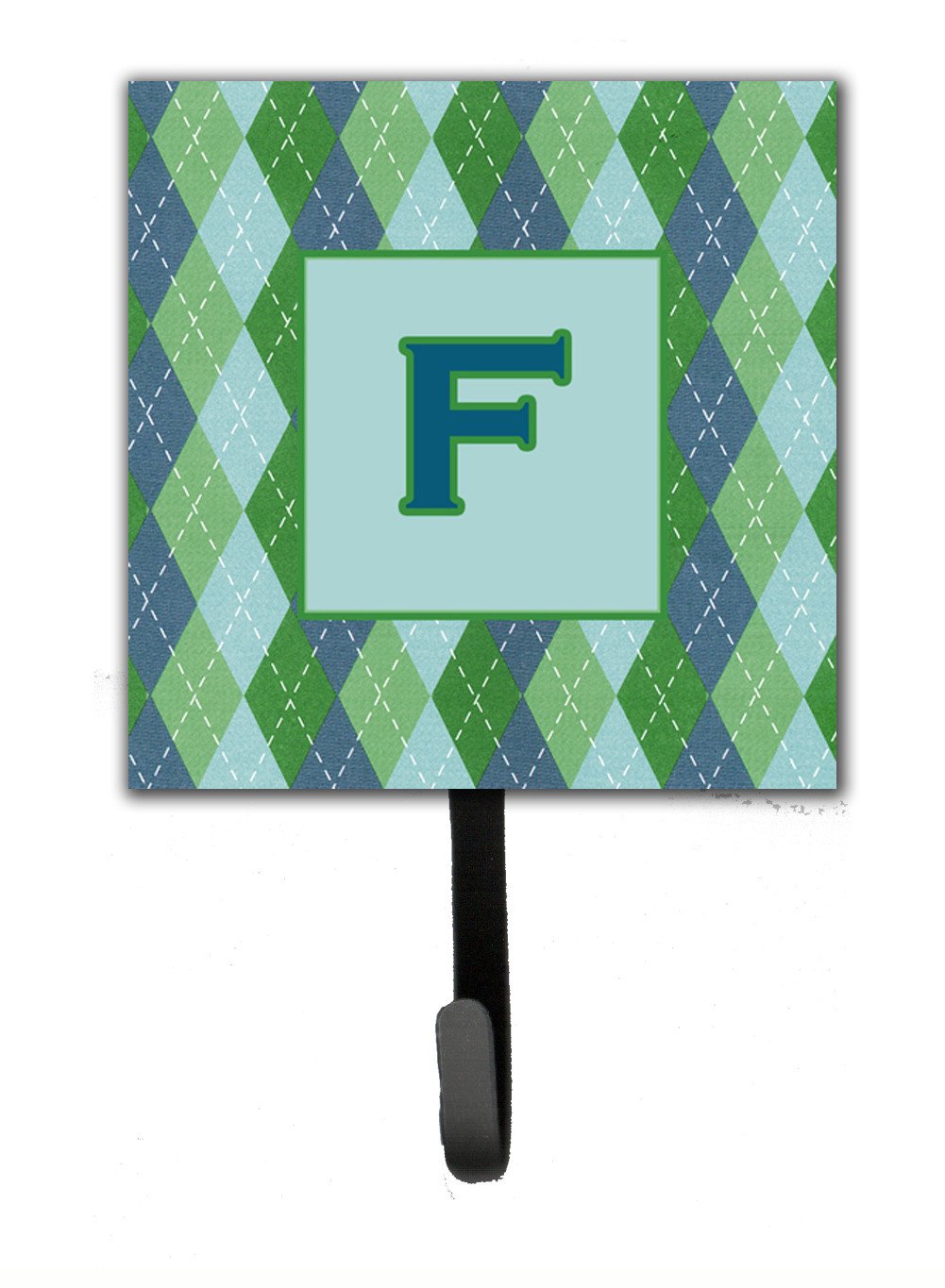 Letter F Initial Monogram - Blue Argoyle Leash Holder or Key Hook by Caroline's Treasures