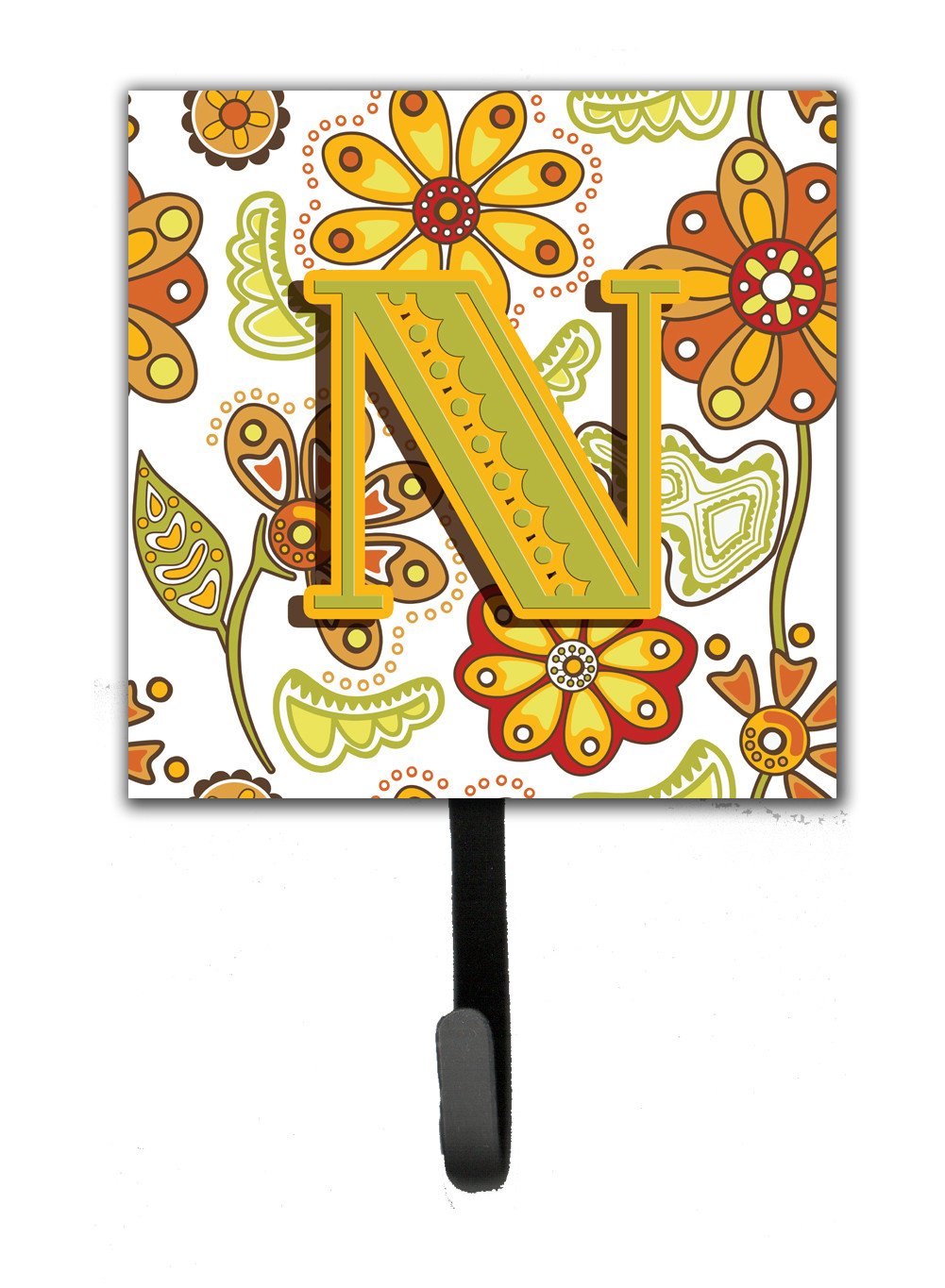 Letter N Floral Mustard and Green Leash or Key Holder CJ2003-NSH4 by Caroline's Treasures