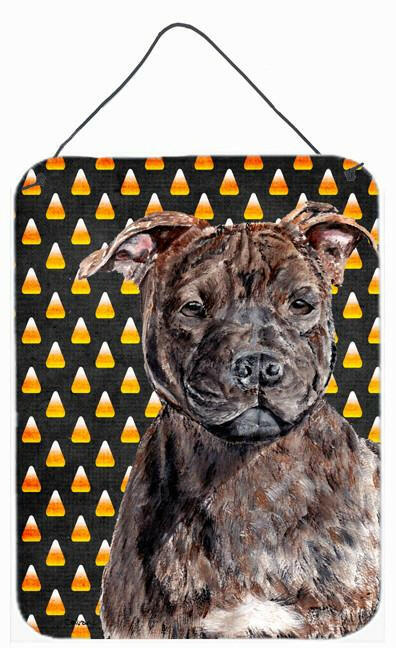 Staffordshire Bull Terrier Staffie Candy Corn Halloween Wall or Door Hanging Prints SC9657DS1216 by Caroline&#39;s Treasures